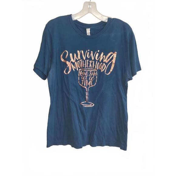 Other - Bella+Canvas Blue 'Surviving Motherhood' Graphic T-Shirt, Size Large